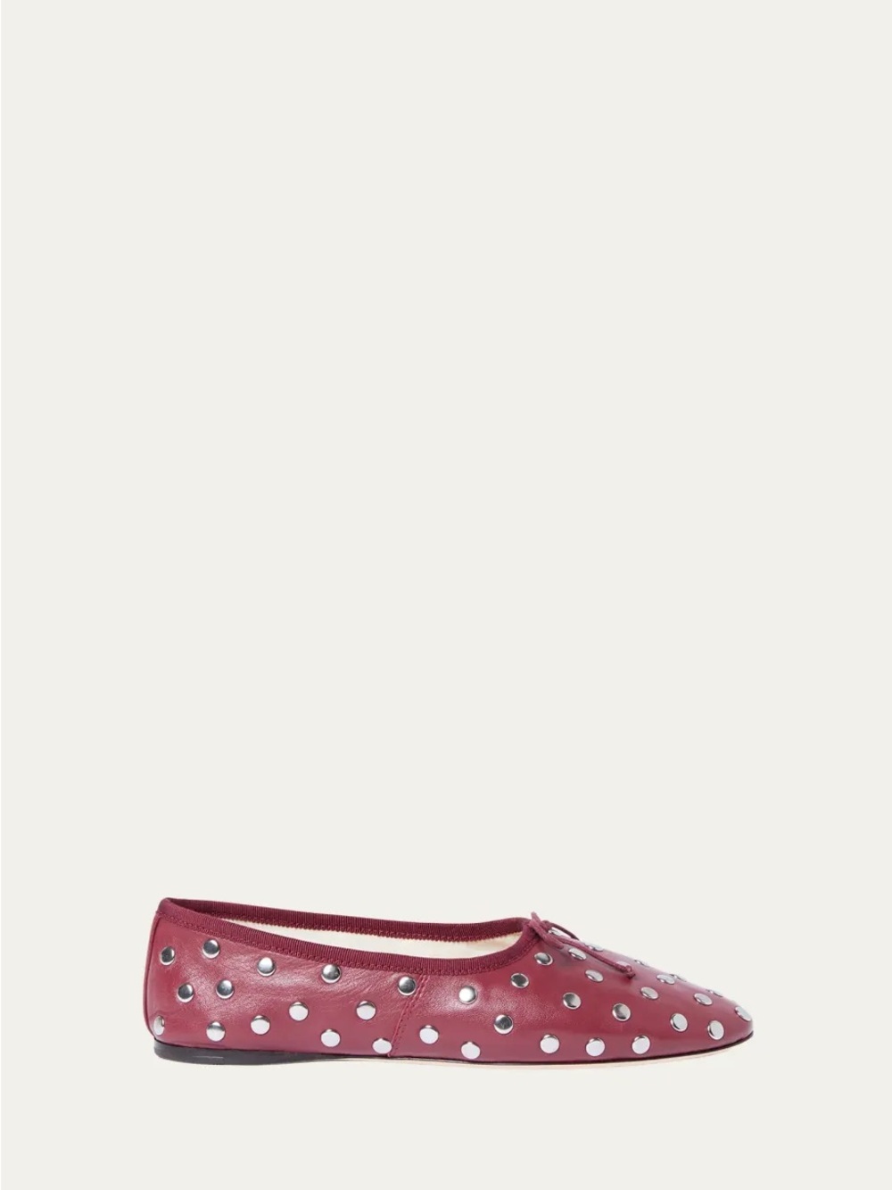Loeffler Randall Landon Studded Ballet Flat in Wine and Silver | MODERATELY USED